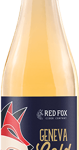 Bottle of Geneva Gold Geneva Crab Apple Cider by Red Fox Cider on a white background
