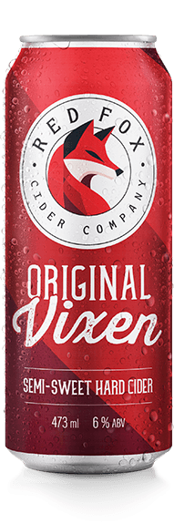 Can of Original Vixen Semi-Sweet Hard Cider by Red Fox Cider on a white background