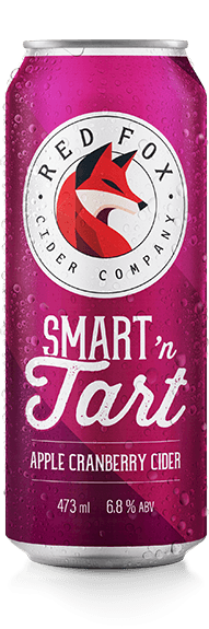 Can of Smart 'n Tart Apple Cranberry Cider by Red Fox Cider on a white background